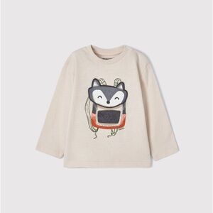 Size 18 months Mayoral Cream Long Sleeve Tee with Fox Graphic